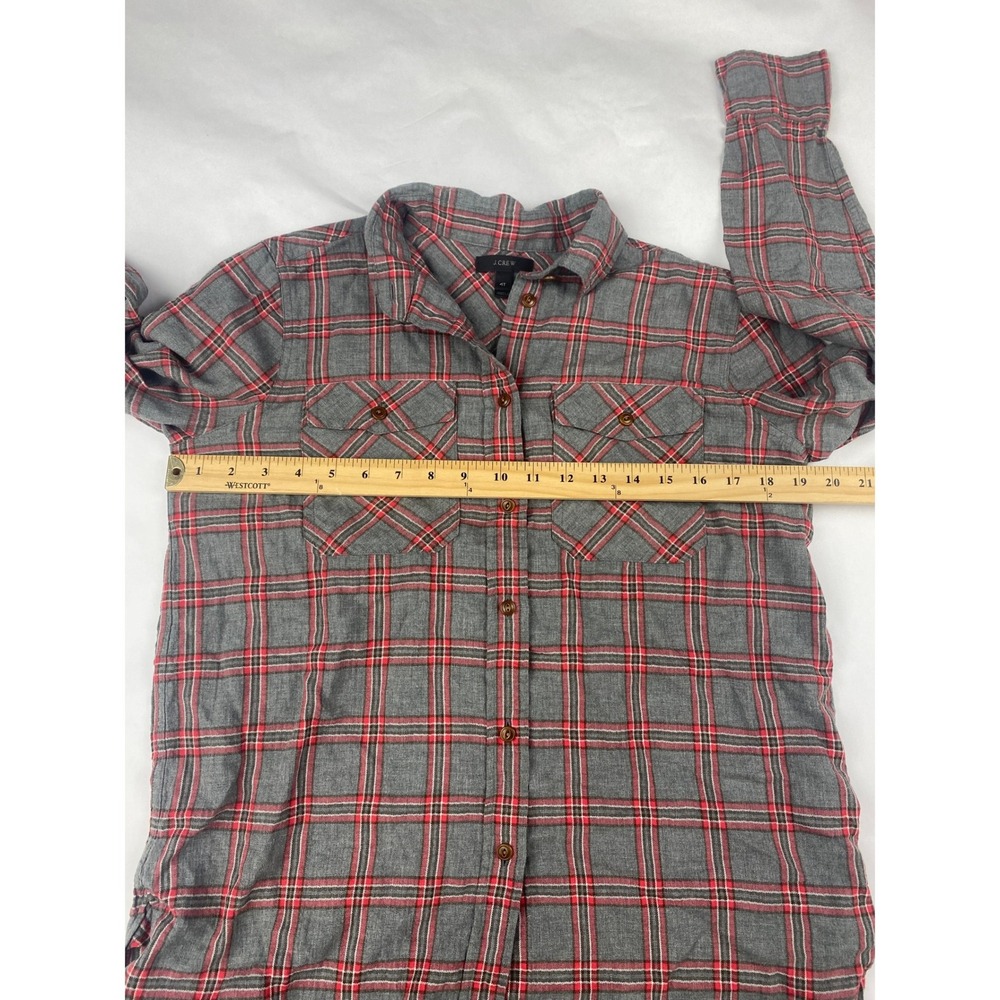 J. Crew Plaid Tunic Shirt Women's Size 4T Tall Gray Red - Picture 10 of 15